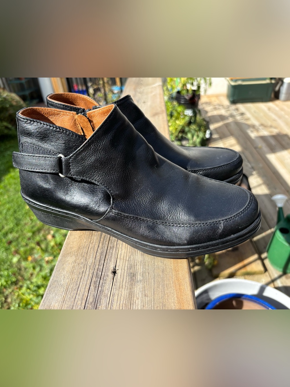 Black Leather Comfort Ankle Boots - Size EU 40